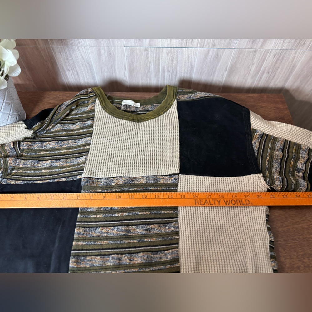 Gilded Intent Patchwork Crewneck Sweater - Navy B… - image 8